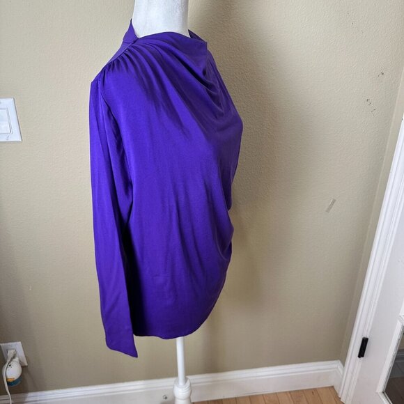NEW NWT Ann Taylor Drape Neck Knit Top Blouse Shirt Size Large Petite Purple - Picture 7 of 9